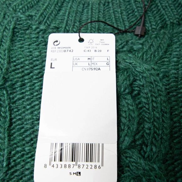 NEW‎ Mango Cable-knit warm sweater, Green, Size M - Picture 10 of 12
